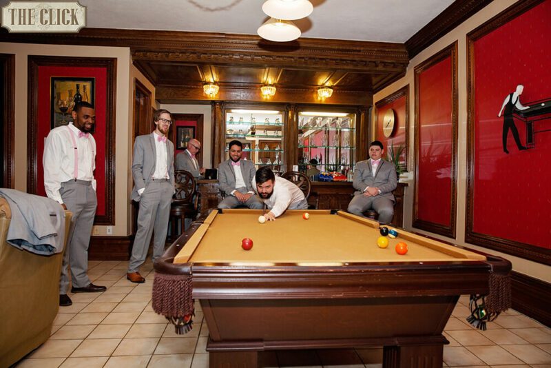 grooms men playing pool