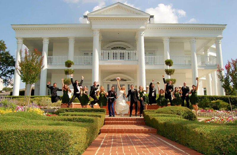 wedding party jumping