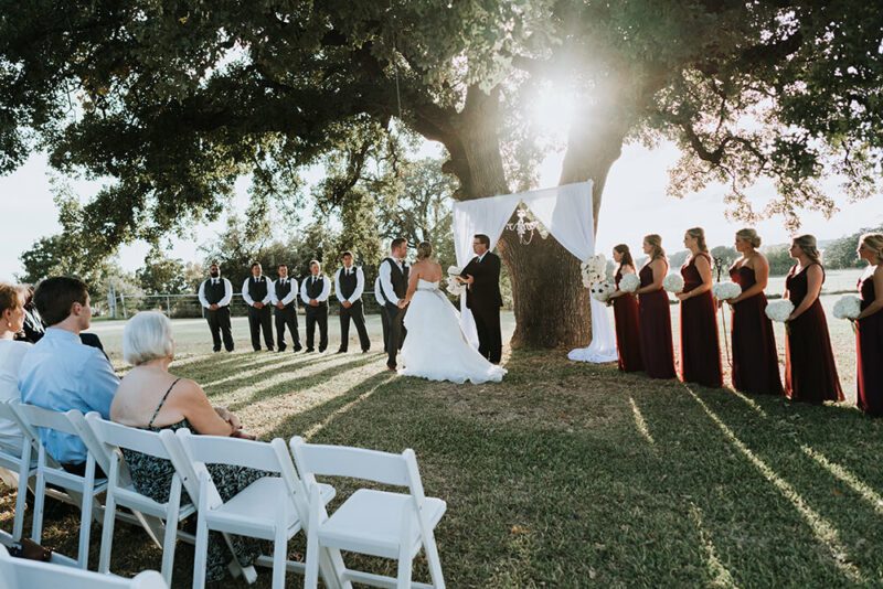 wedding ceremony under the oak tree