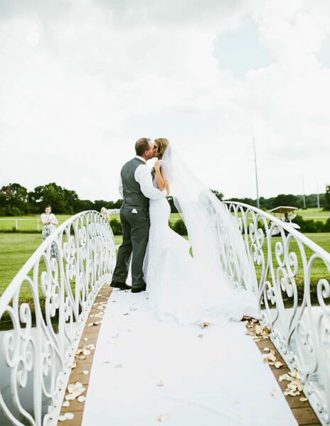 bride and groom on the iron bridge