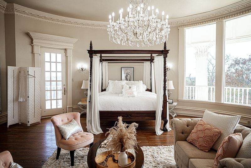 bridal suite with bed and seating area