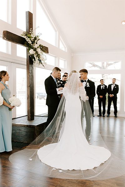 bride and groom getting married
